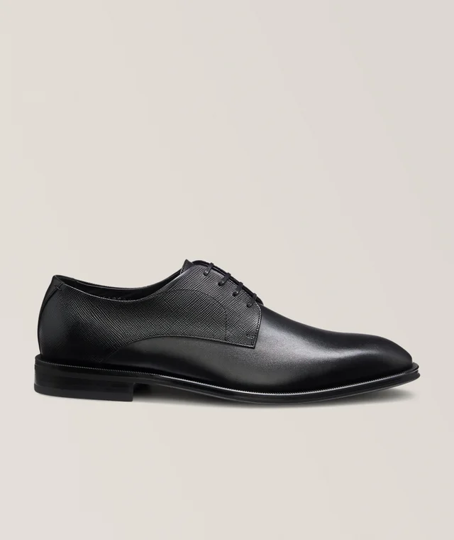 BOSS Smooth & Textured Leather Derbies in Black from Harry Rosen, photo 1 of 1
