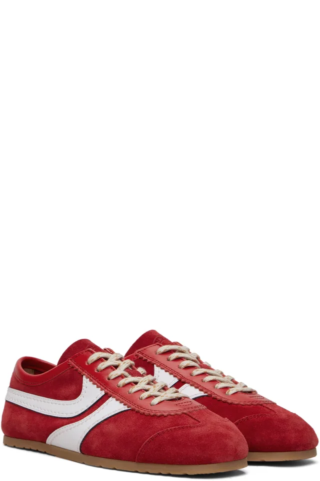 Dries Van Noten Red Suede Sneakers, photo 4 of 5 from SSENSE