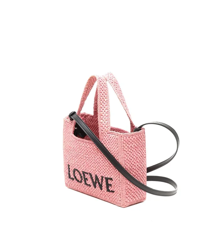 Loewe Mini Raffia Font Tote Bag in Raffia from A Retro Tale, photo 2 of 9