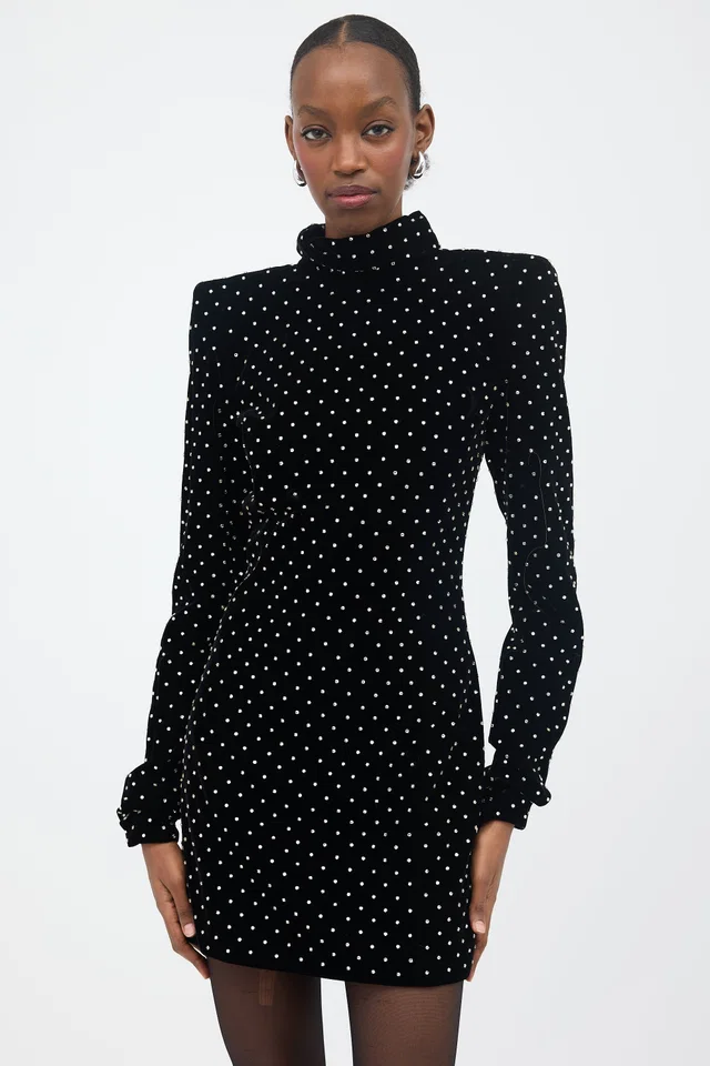 Saint Laurent FW 2017 Velvet Embellished Dress in Velvet from VSP Consignment