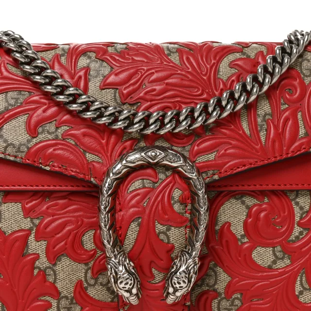Gucci GG Supreme Monogram Arabesque Dionysus Shoulder Bag Hibiscus Red in Red Suede from FASHIONPHILE, photo 8 of 12