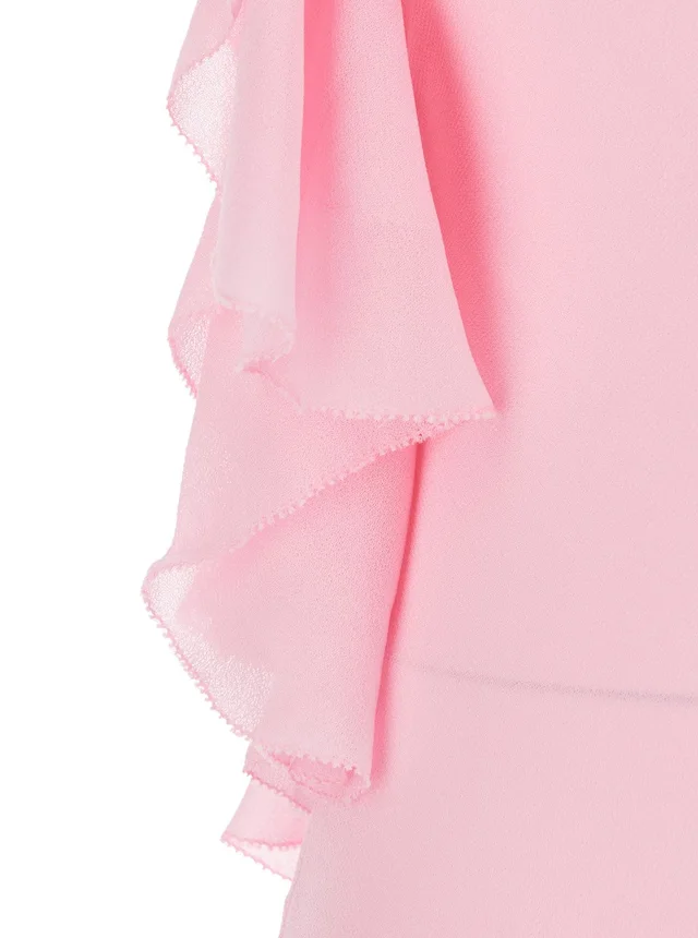 SELF-PORTRAIT Pink Long Dress with Ruffles in Georgette for Women in Pink 100% Fabric, photo 6 of 6 from Gaudenzi Boutique