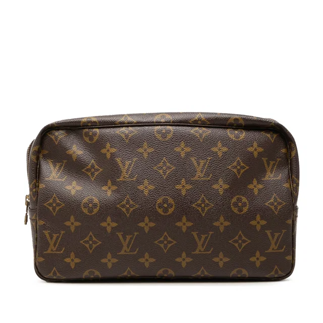 Brown Louis Vuitton Monogram Trousse Toilette 28 Clutch Bag in Brown Coated canvas from Designer Revival