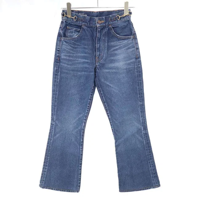 Celine Dylan Triomphe Chain Denim Pants Indigo 26 in Denim from The Reluxe