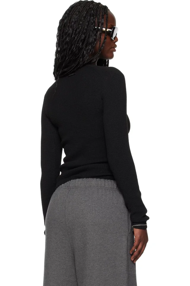 Fear of God ESSENTIALS Black Holiday Waffle Long Sleeve T-shirt, photo 3 of 4 from SSENSE