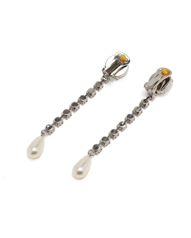 Miu Miu Rhinestone and Dangling Pearl Clip-on Earrings from A Retro Tale, photo 2 of 2