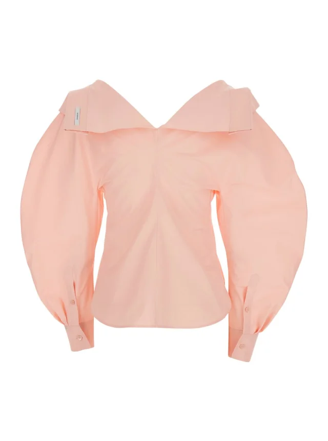 GIVENCHY Pink Fitted Shirt with Cut-Out Design on Front and Back in Cotton for Women in Pink, photo 3 of 10 from Gaudenzi Boutique