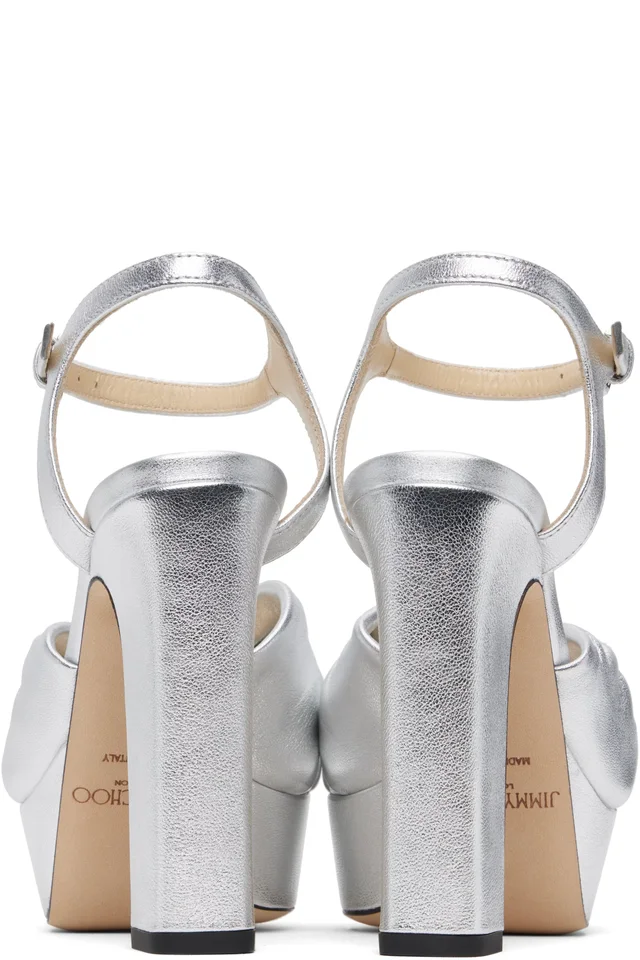 Jimmy Choo Silver Heloise 120 Heeled Sandals, photo 2 of 5 from SSENSE