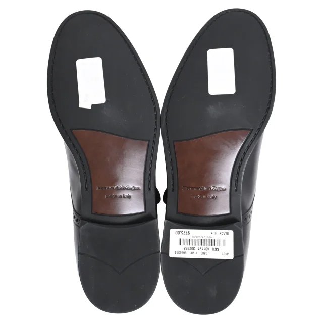 Ermenegildo Zegna Monk Strap Shoes in Black Leather in black, photo 6 of 6 from ShopSimon