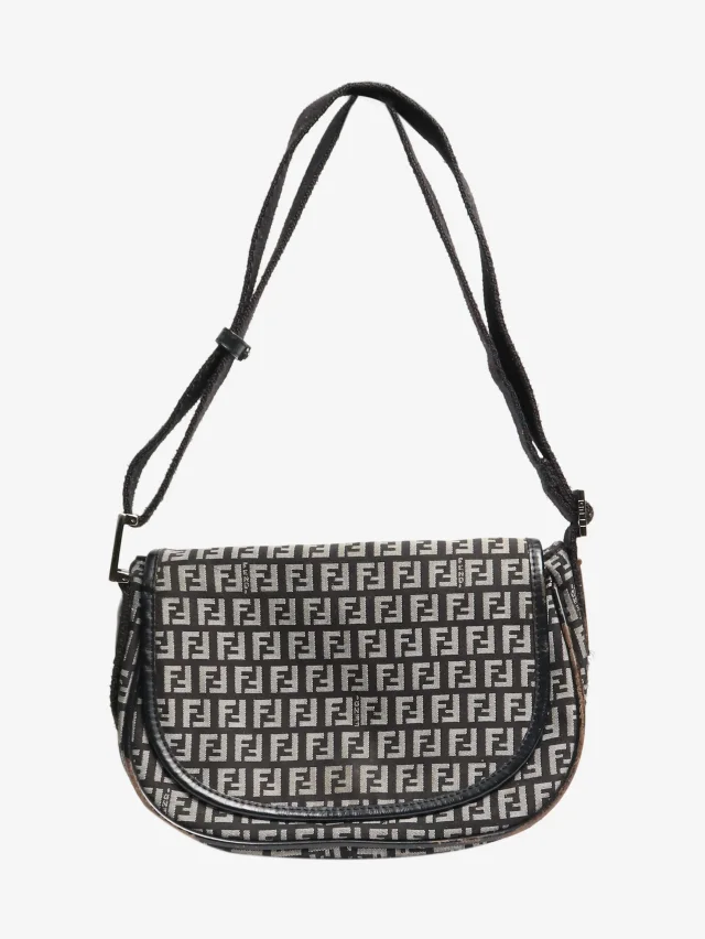 Fendi Black and grey Zucchino canvas shoulder bag in Black Canvas from Sign of the Times, photo 2 of 9
