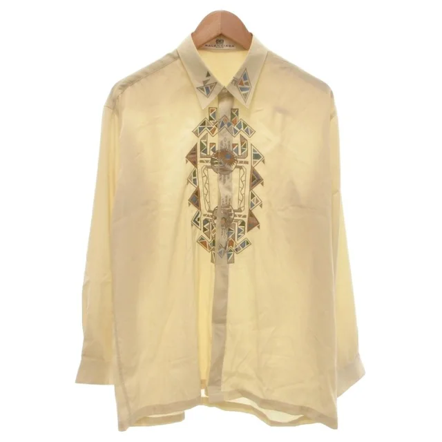 Balenciaga Sports Vintage Shirt L Long Sleeve Embroidery Button Yellow YF in Yellow from The Reluxe