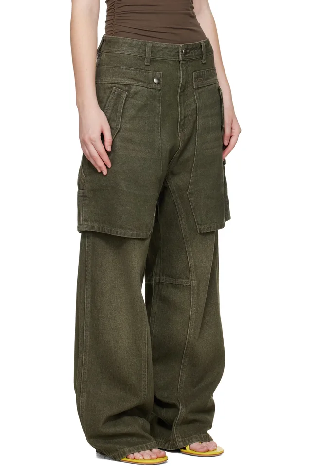 Andersson Bell Green Raptor Layered Wide-Leg Jeans, photo 2 of 4 from SSENSE