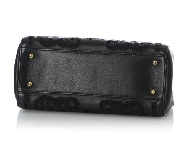 Dolce & Gabbana Medium Black Laser Cut Miss Sicily Bag in Black Leather from Ann's Fabulous Finds, photo 6 of 9