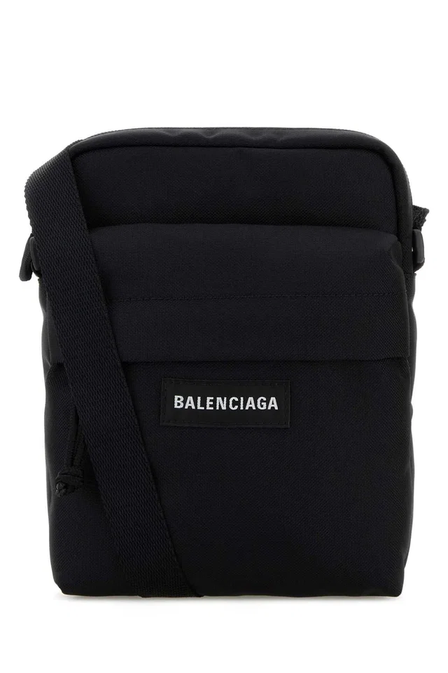 Balenciaga Logo-Embroidered Nylon Crossbody Bag — Black in Black Nylon from HEWI