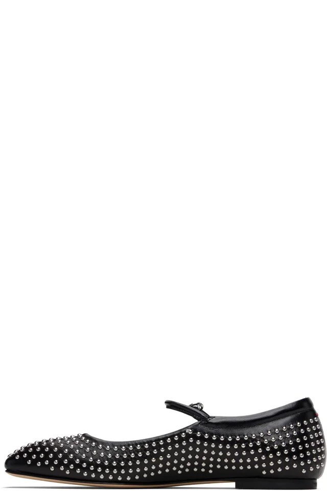 Aeyde Black Uma Mini Stud Mary-Jane Flats, photo 3 of 5 from SSENSE