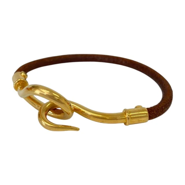 Hermès Jumbo Leather Bracelet Brown Gold Colored in Brown Leather from The Reluxe