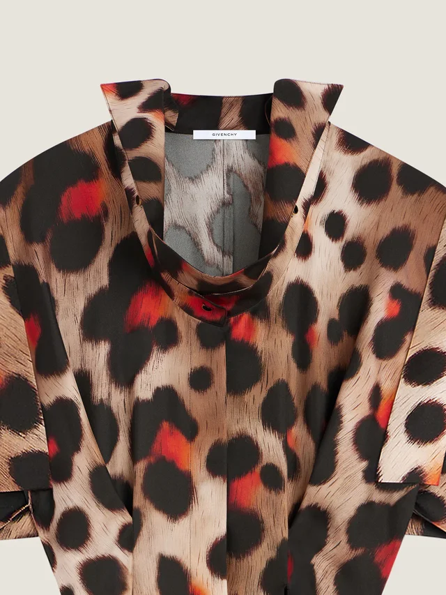 Givenchy Shirt dress in leopard silk with deconstructed collar, photo 3 of 8 from SENSER