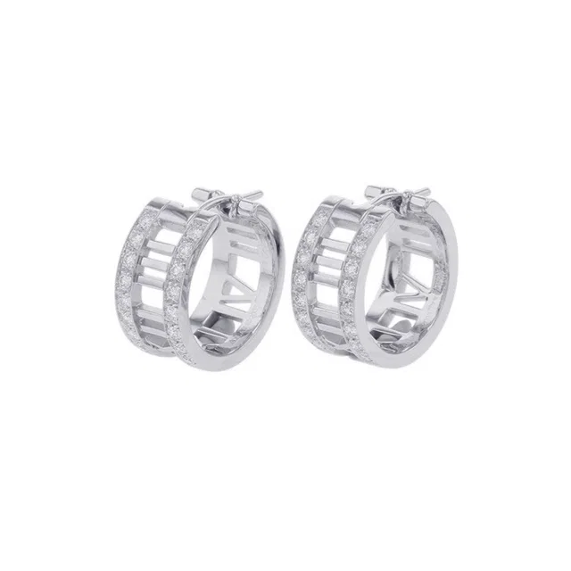 Tiffany & Co. Atlas Open-A Earrings 18K White Gold in White from GALLERY RARE
