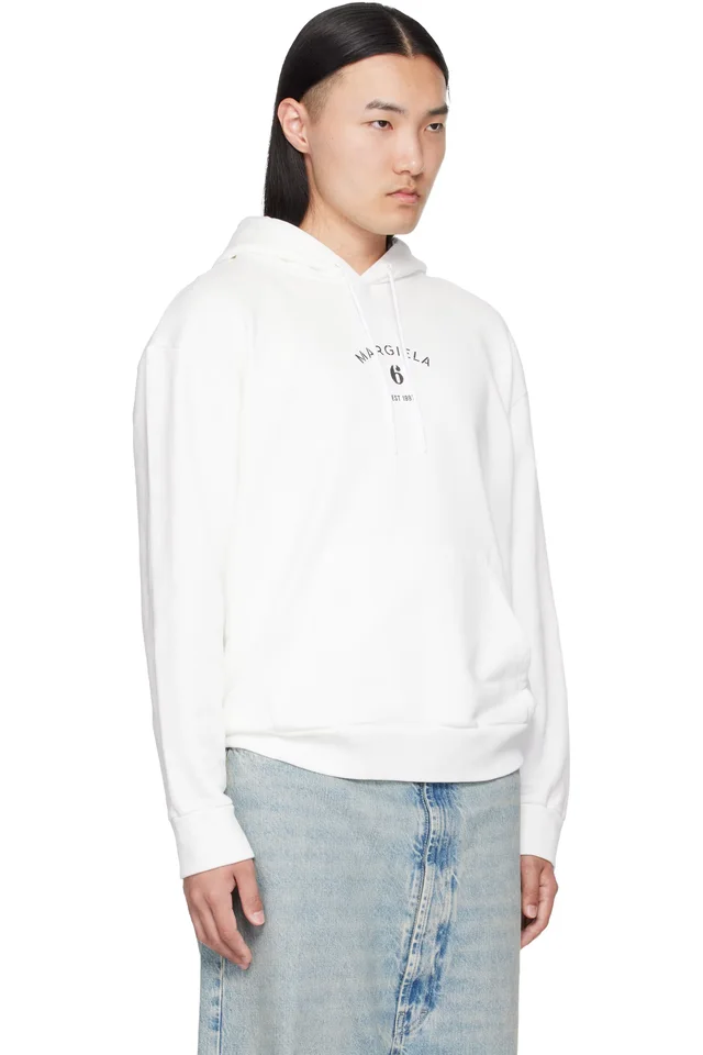 MM6 Maison Margiela White Logo Hoodie, photo 2 of 4 from SSENSE