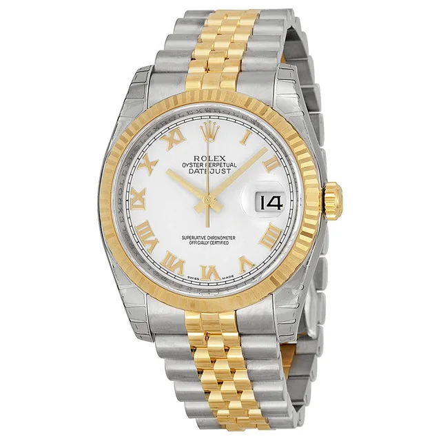 Rolex Oyster Perpetual White Dial Mens Watch 116233-WRJ in gold|gray|white|yellow|silver from Jomashop.com