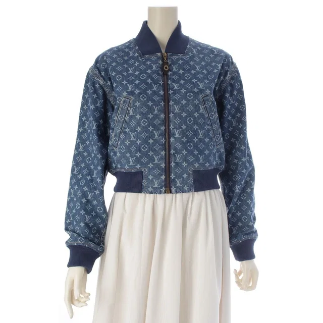 Louis Vuitton Cotton Monogram Denim Cropped Jacket Blue 34 in Blue Denim from The Reluxe