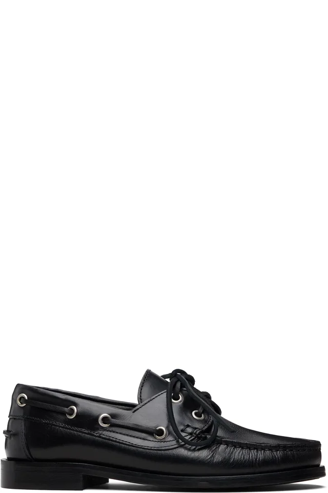 Aeyde Black Harris Leather Boat Shoes, image 1 of 1 from SSENSE