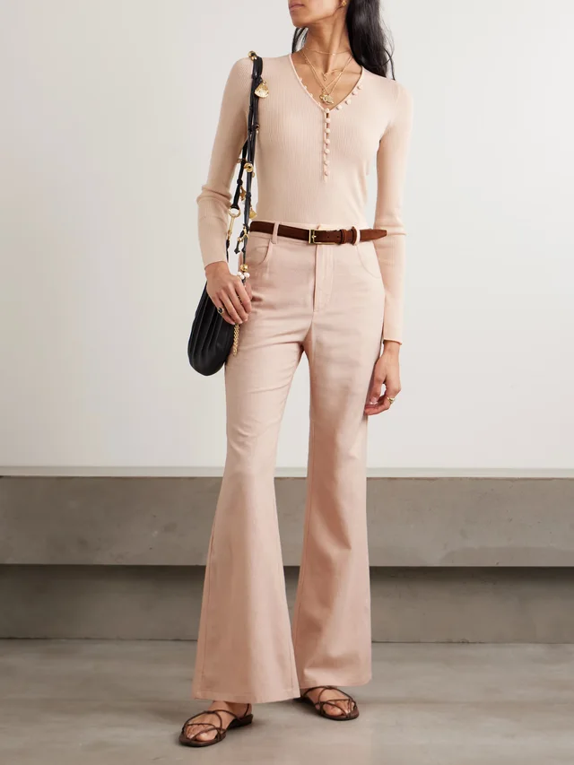 ALIX OF BOHEMIA Bunny embellished silk flared pants in Pink, photo 2 of 2 from NET-A-PORTER (Canada)