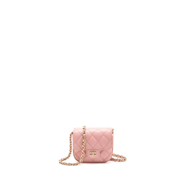 Chanel Mini Clutch with Chain Caviar Pink LGHW in Pink Caviar leather from EMIER