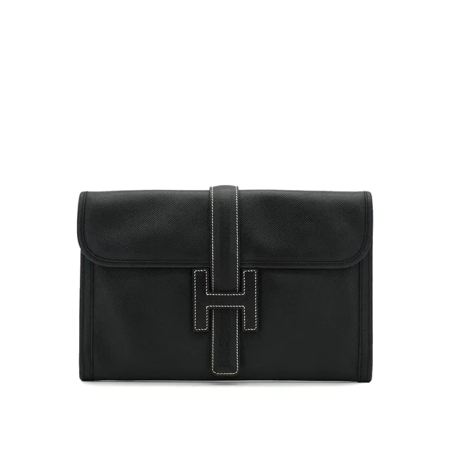 Hermès Jige PM Black Epsom Clutch Bag 2008 Square L in Black Epsom leather from Luxury Promise