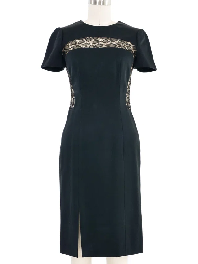 2014 Alexander McQueen Lace Accented Black Dress in Black from Arcade Vintage