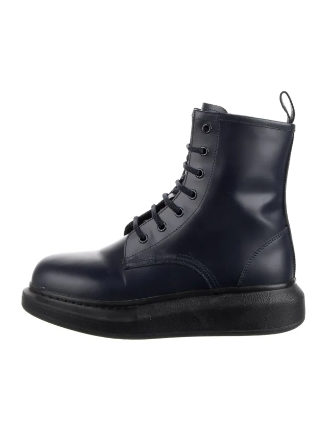 Alexander McQueen boots in blue Leather from The RealReal