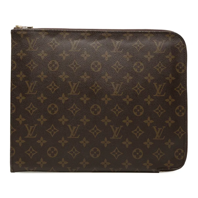 Brown Louis Vuitton Monogram Poche Documents Portfolio 30 Clutch Bag in Brown Coated canvas from Designer Revival