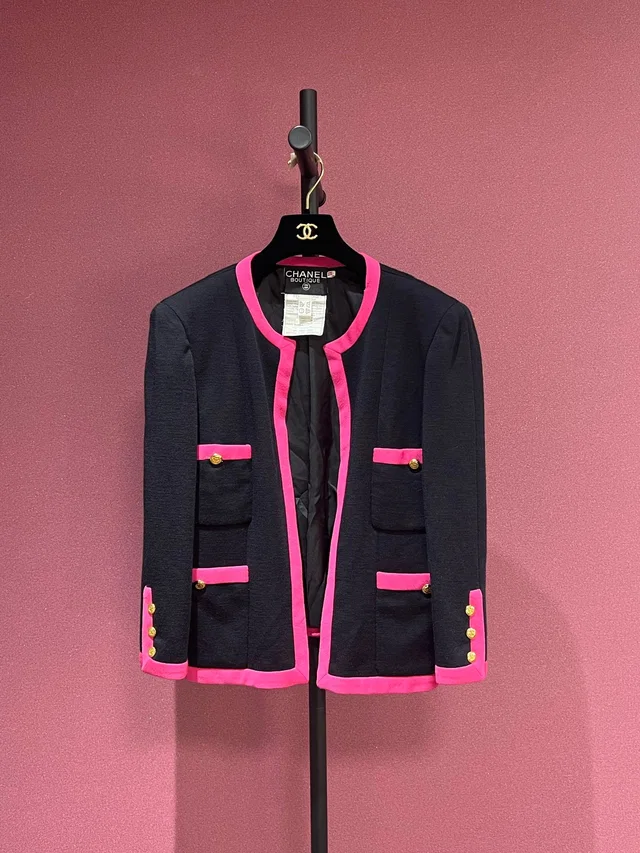 Chanel Black Pink Jacket 38 in Black from Luxury Promise