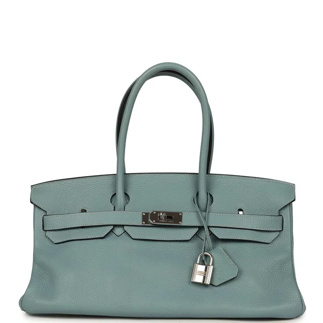 Hermès Vintage Shoulder Birkin 42 JPG Ciel Clemence Palladium Hardware in Clemence leather from Madison Avenue Couture