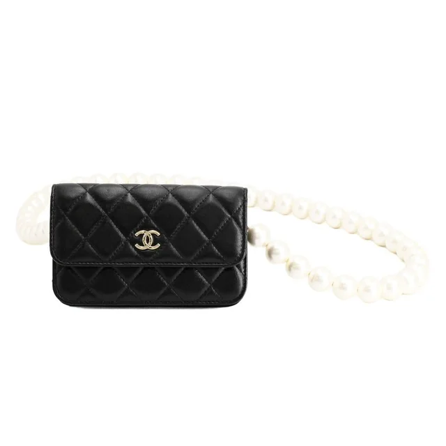 Chanel Chain Wallet Mini Pearl Shoulder Bag in Lambskin from The Reluxe