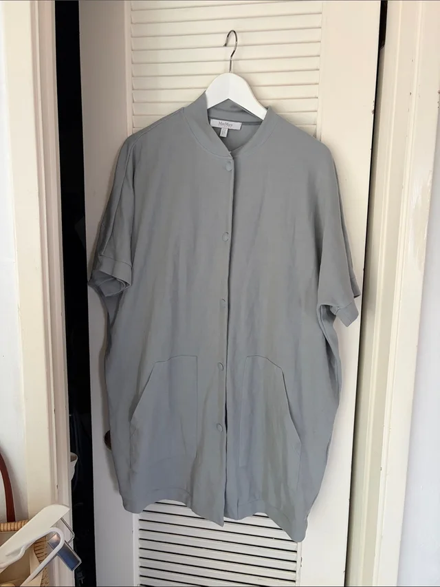 Max Mara Light Gray Short-Sleeve Shirt Jacket in gray from Poshmark, photo 3 of 3