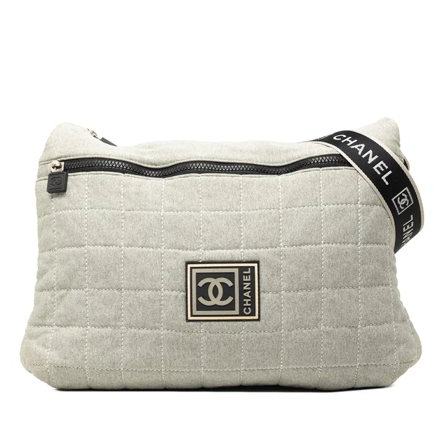 Gray Chanel Chocolate Bar Cotton Sports Line Crossbody in Brown from Designer Revival