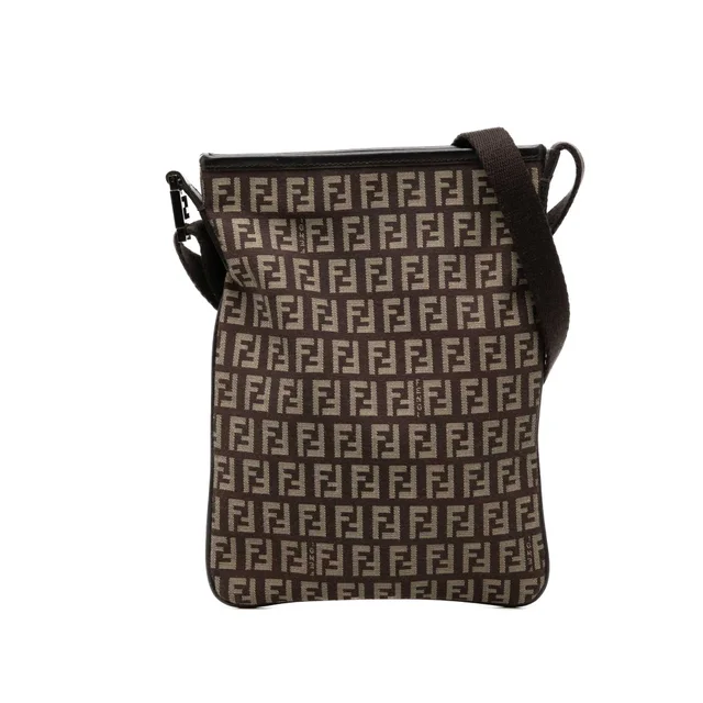 Brown Fendi Zucchino Canvas Crossbody in Brown Canvas from Designer Revival