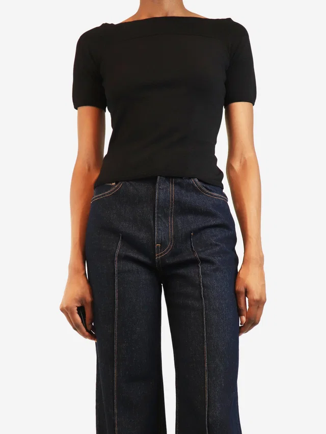 Alexander McQueen Black off-shoulder top - size XS in Black from Sign of the Times