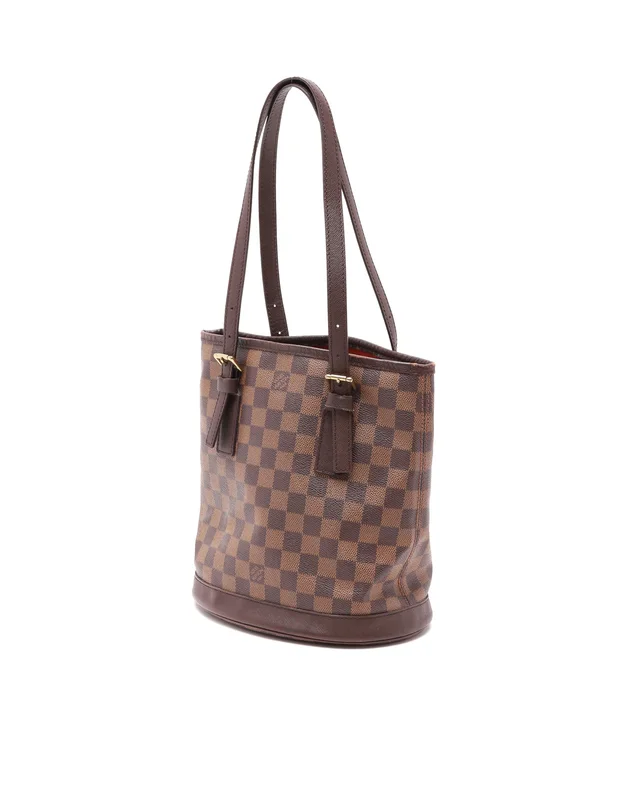 Louis Vuitton Damier Ebene Marais Bucket Bag in Brown Canvas from A Retro Tale, photo 3 of 9