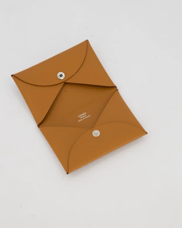 Hermès Calvi Verso Card Holder in Gold Epsom leather from Sellier, photo 2 of 9