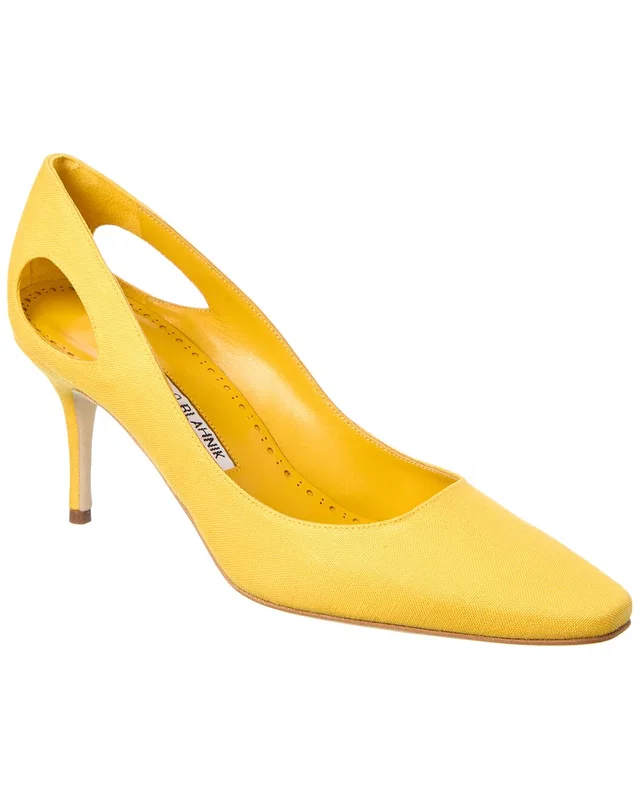 Manolo Blahnik Toplaca 70 Linen Pump, image 1 of 1 from Gilt