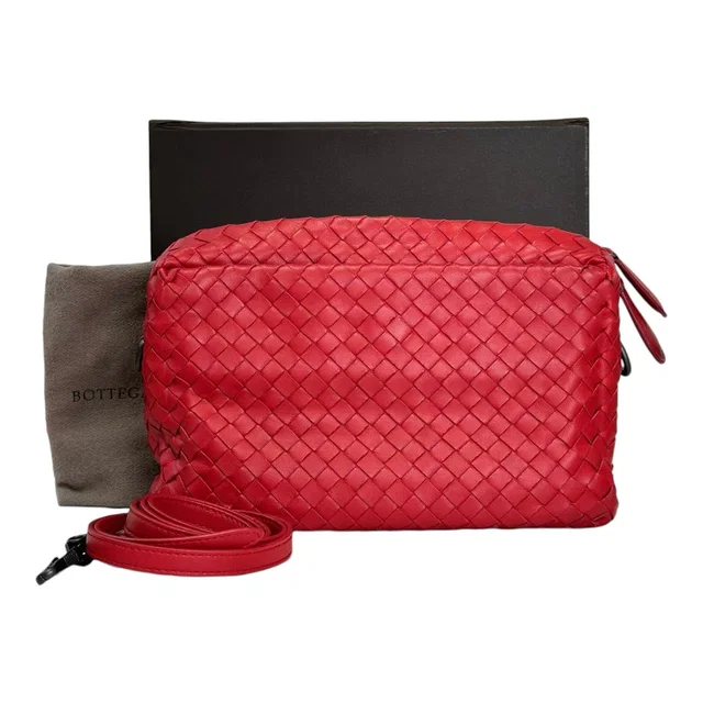 Bottega Veneta Red Intrecciato Nodini Strap Bag in Red Woven leather from Luxury Promise