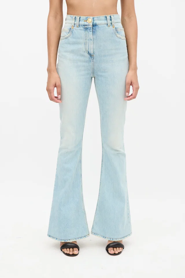 Balmain High Waisted Flare Jeans from VSP Consignment