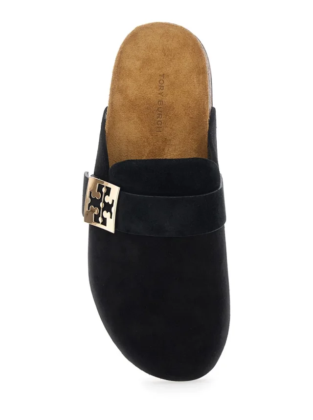 Tory burch 'Mellow' Black Slip-On Mules with Gancini buckle in Suede Black Women in Black 100% Bovine, photo 7 of 7 from Gaudenzi Boutique