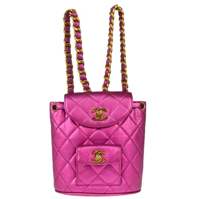 Chanel 1991-1994 Pink Lambskin Duma Backpack Small in Pink Lambskin from AMORE Vintage Tokyo