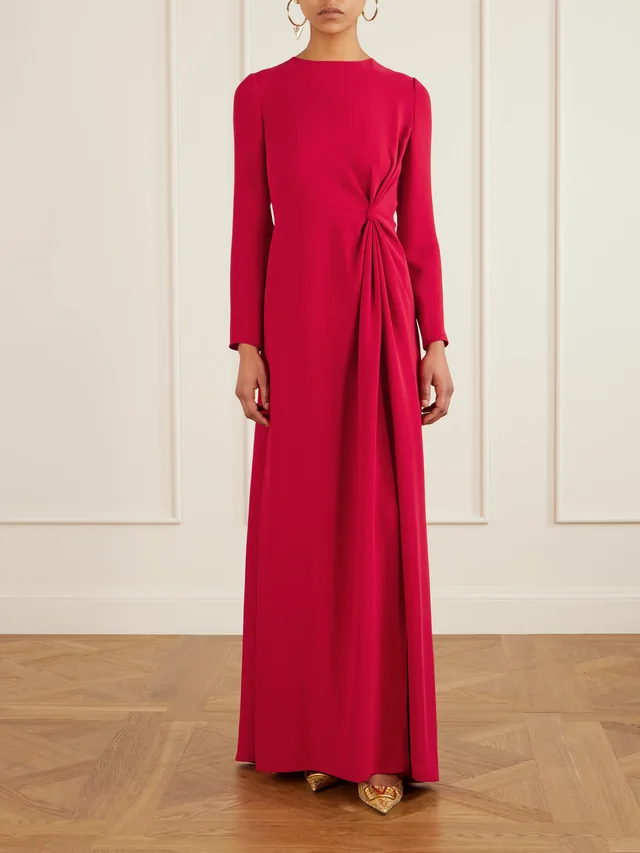VALENTINO GARAVANI Open-back gathered silk-cady gown in Red, photo 2 of 2 from NET-A-PORTER (Canada)