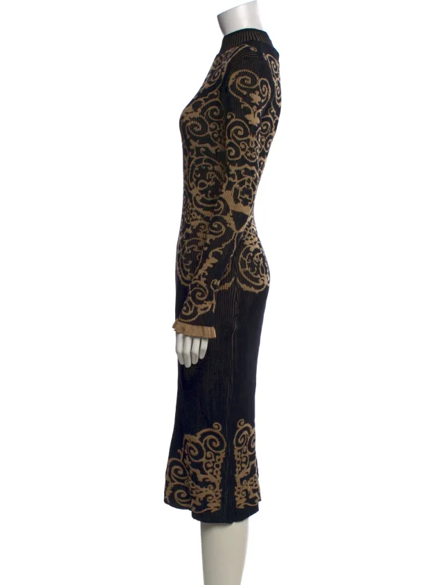 Fendi Patterned Midi Length Dress in black from The RealReal, photo 2 of 3