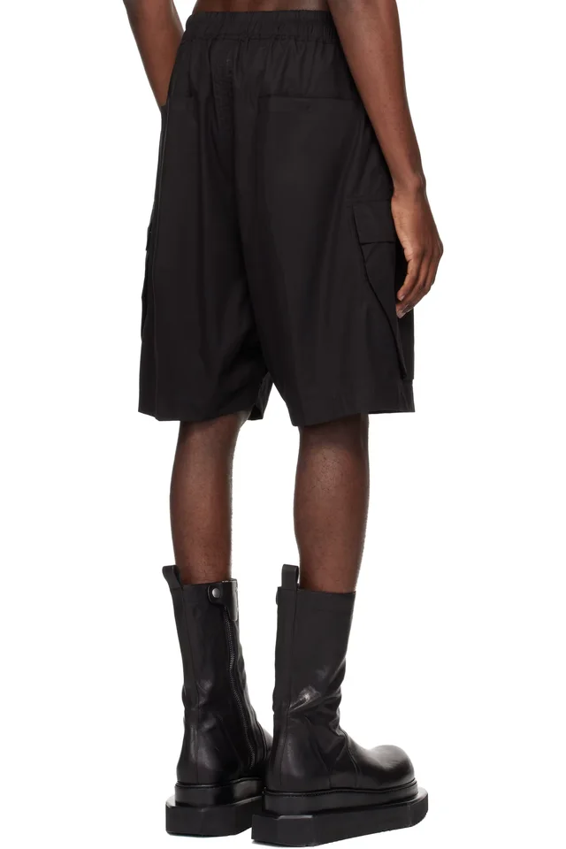 Rick Owens Black Temple Cargobela Shorts, photo 3 of 4 from SSENSE