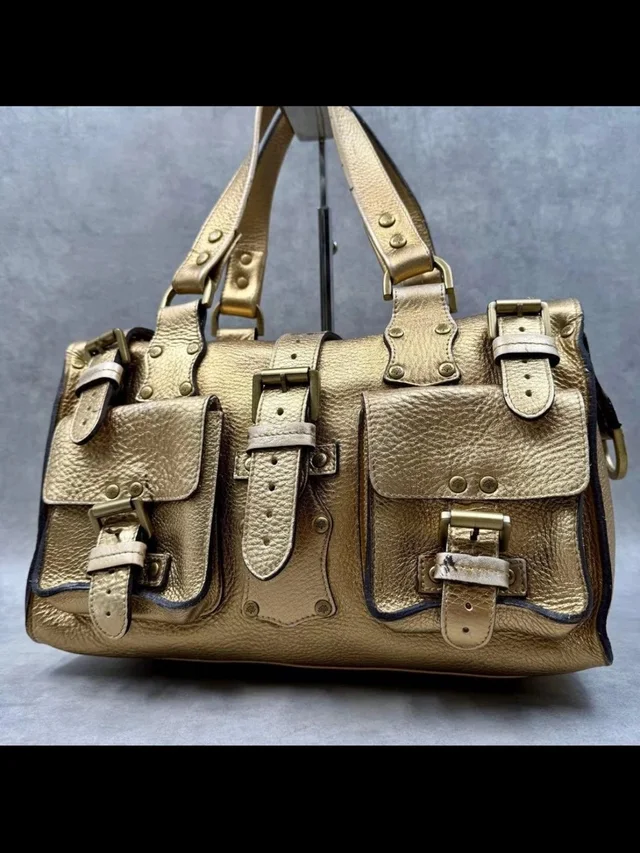 Mulberry Metallic Gold Leather Satchel With Buckle Pockets in gold Leather from Poshmark